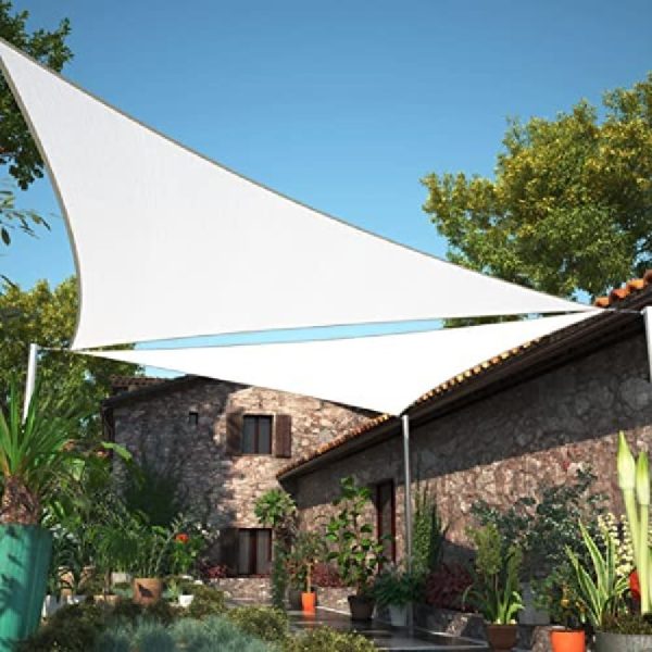 Toldo Vela sombra viento granizo c/Uv 5*5*5 triangulo BLANCO