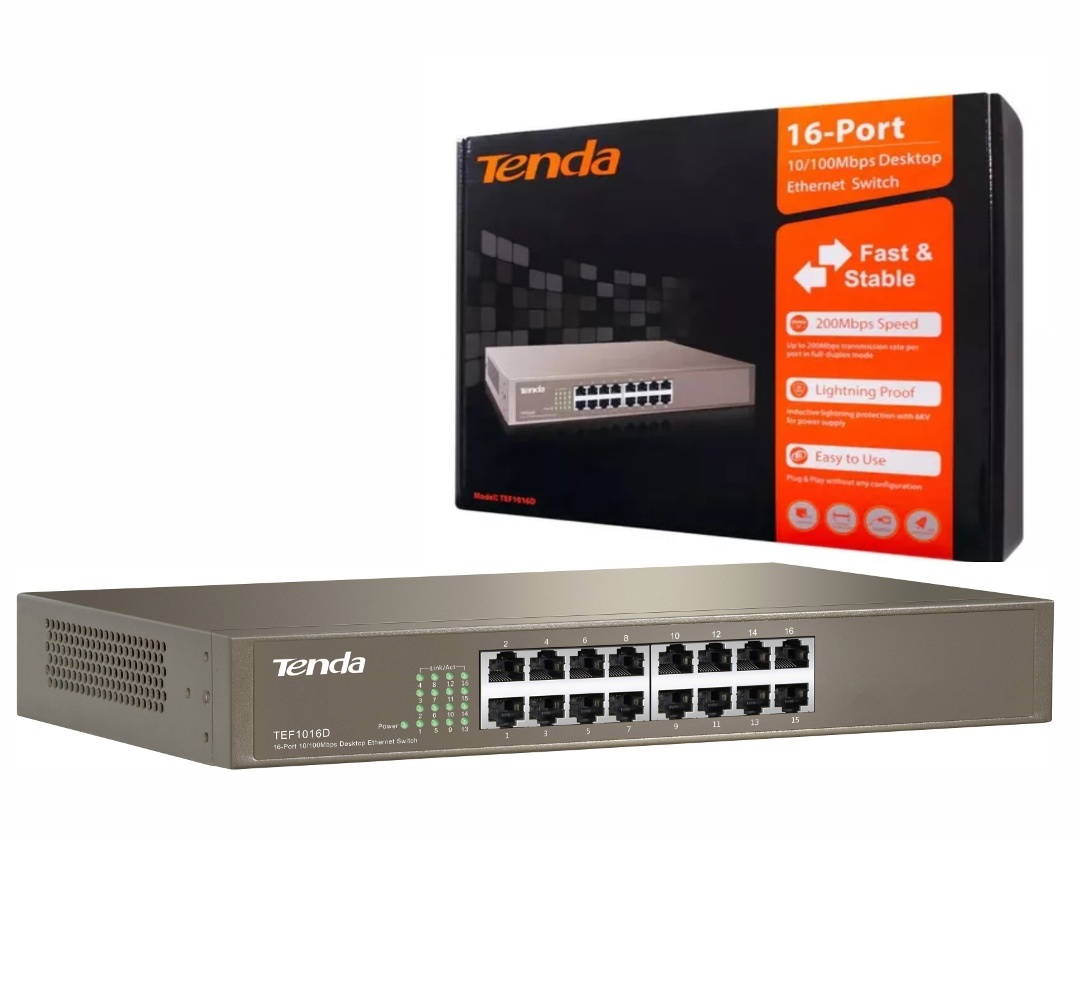 Switch 16 puertos gigabit TEG1016D Tenda rackeable