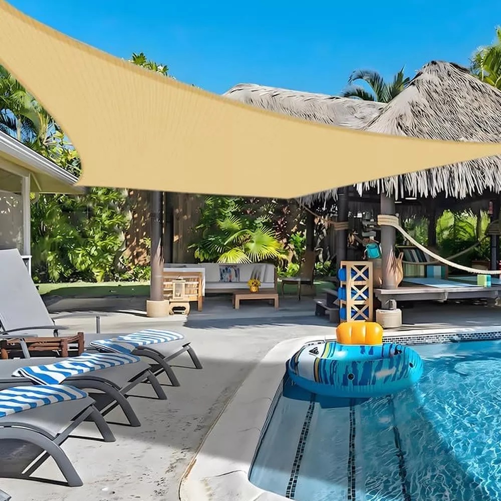 Toldo Vela p/ sombra viento c/ Uv - 4*4 Cuadrado Beige