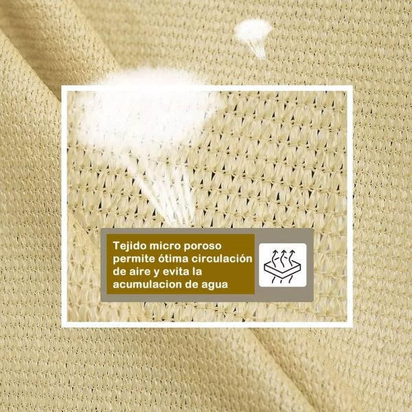 Toldo Vela p/ sombra viento c/ Uv - 4*4 Cuadrado Beige