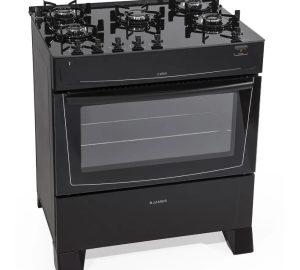 Cocina A Gas James 5 Hornallas Mesada de Vidrio C695V NEGRA