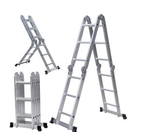 Escalera andamio 3.4 mts 12 escalones Aluminio Sin Chapones