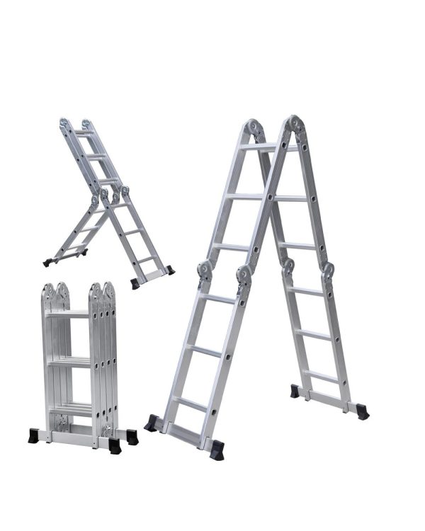 Escalera andamio 3.4 mts 12 escalones Aluminio Sin Chapones