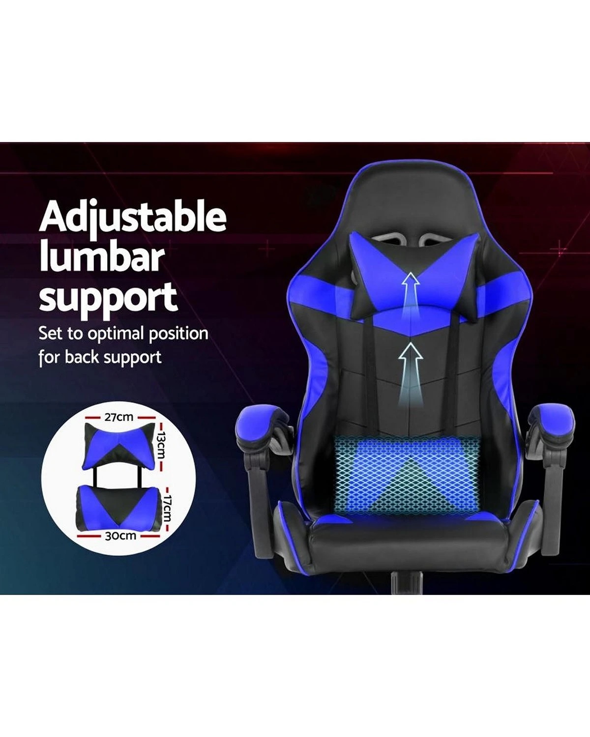 Silla Gamer Lumax Modelo Rom Super Oferta negro/azul-Gaming Silla Gamer Lumax Modelo Rom Super Oferta negro/azul-Gaming