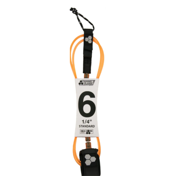 Leash Para Tabla Surf 1,8M HEX CORD Naranja CHANNEL ISLANDS