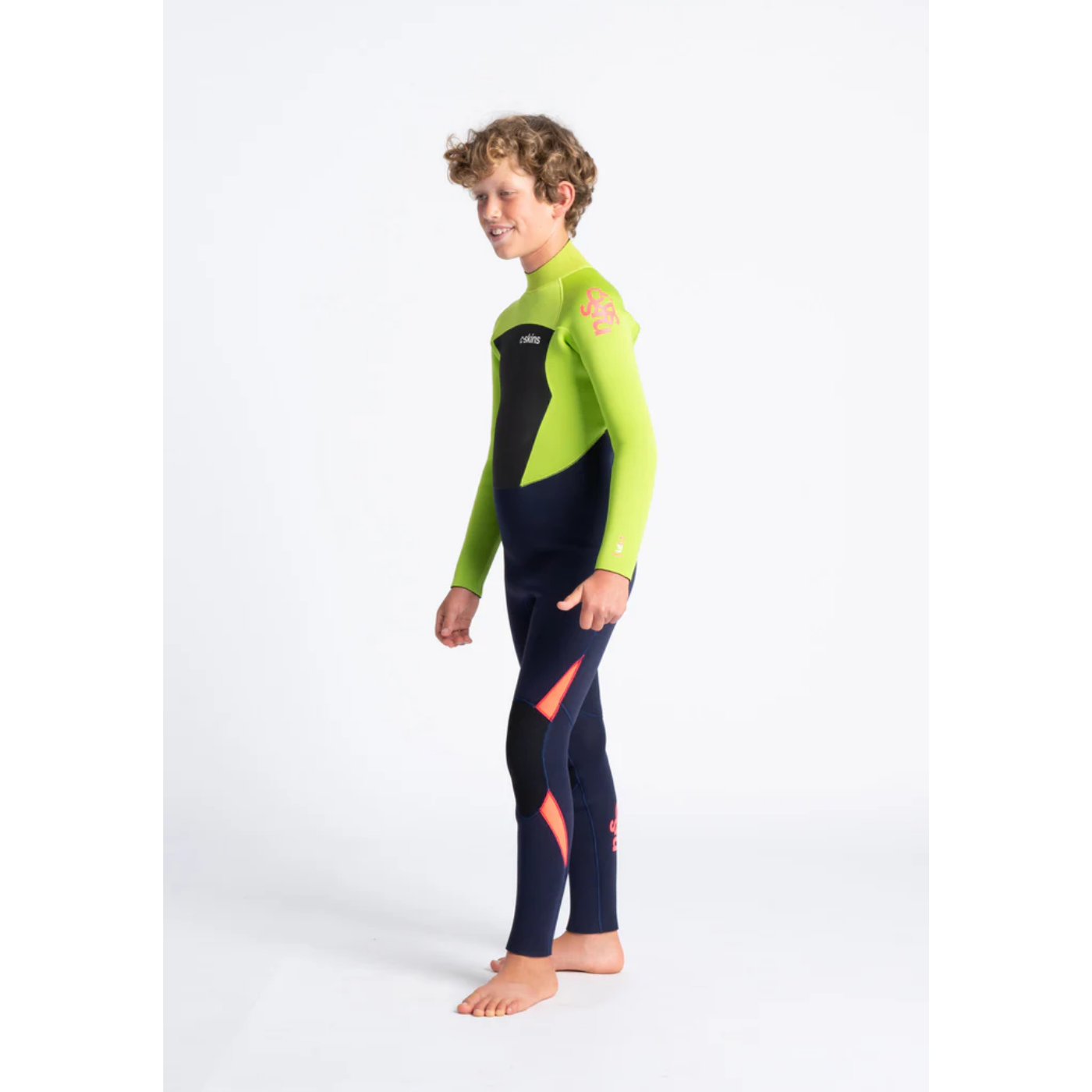 Traje de neopreno c-skins niños Largo BLUE/LIME/FLO RED/XL