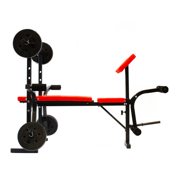 Banco multifunción Randers c/barra + 30kg Ejercicios Pesas
