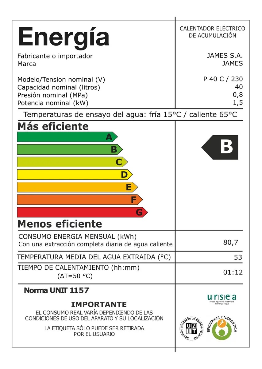 Calefon Termotanque James 40 Litros Prisma Cobre Efi. B Calefon Termotanque James 40 Litros Prisma Cobre Efi. B