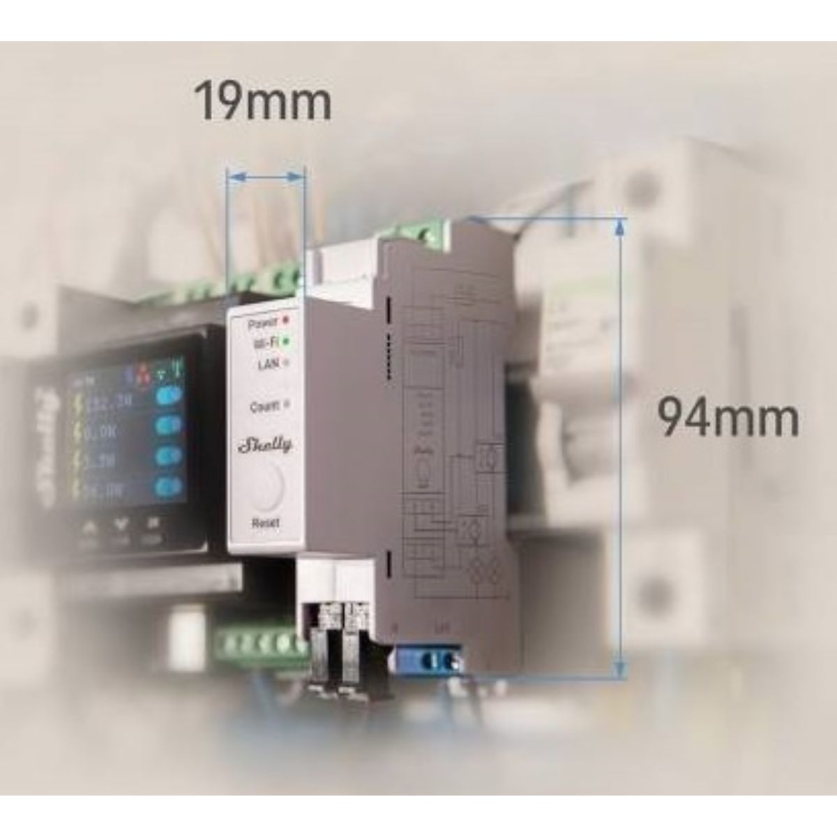 Medidor monofasico Shelly Pro EM-50 PM Wi-fi DIN Medidor monofasico Shelly Pro EM-50 PM Wi-fi DIN