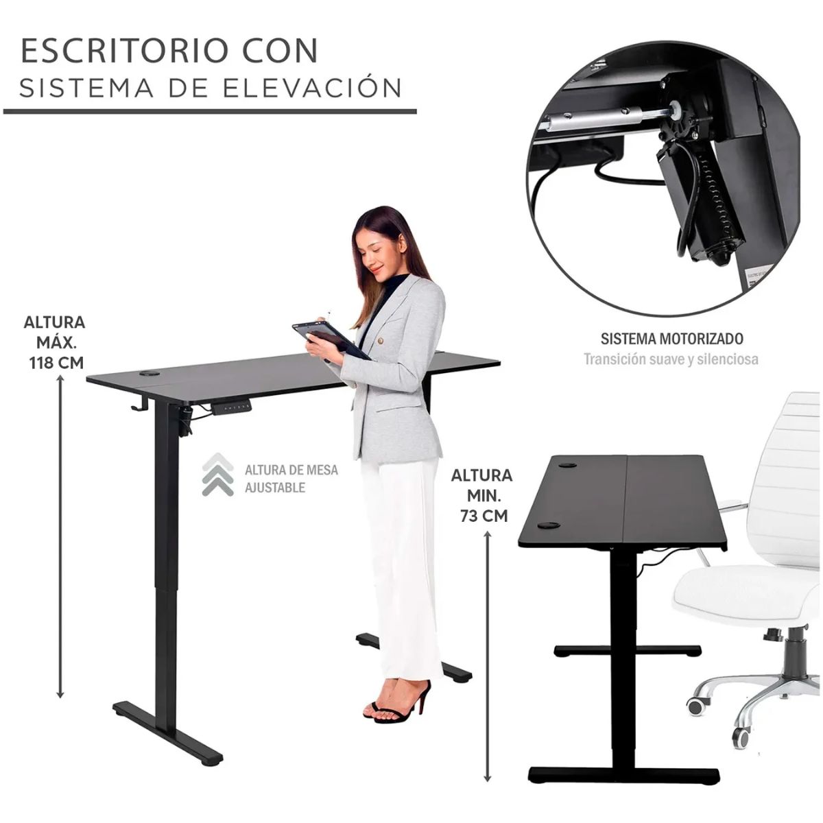 Copia - Escritorio Eléctrico Gamer Ergonómico Con Altura Ajustable - NEGRO