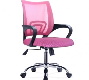 Silla de oficina Ezri Mesh con posabrazos Rosada
