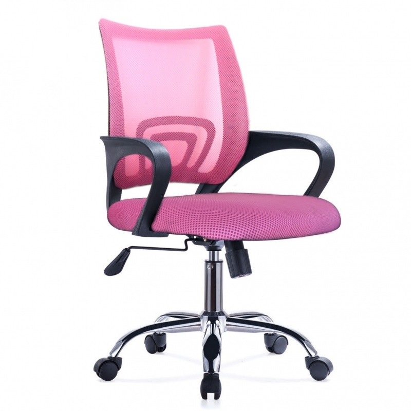 Silla de oficina Ezri Mesh con posabrazos Rosada