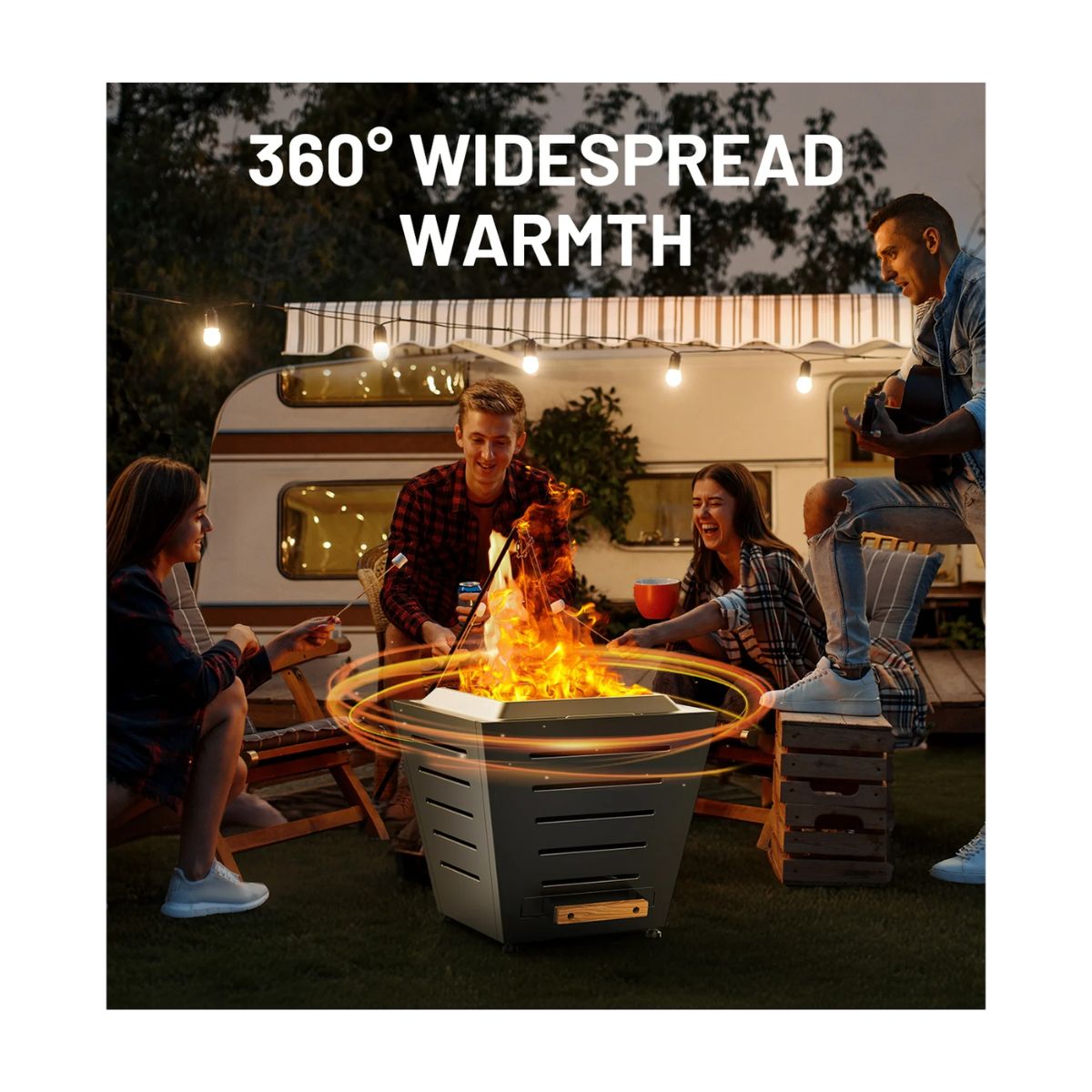 Brasero Portátil Fire Pit de Acero Inoxidable Negro 25cm Brasero Portátil Fire Pit de Acero Inoxidable Negro 25cm