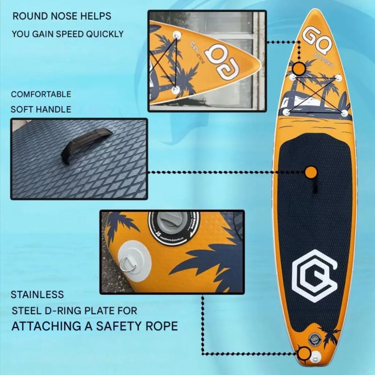 Copia - Tabla De Surf Stand Up Paddle Inflable Gq Sw 3.35mts + Acc Celeste