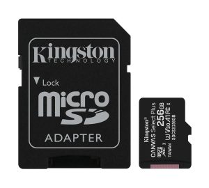 Memoria Micro SD c/Adaptador Canvas Clase 10 256GB Kingston