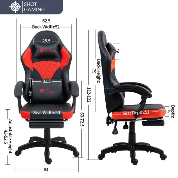 Silla Gamer Shot Gaming SHOT-D1145-RB | Soporte ergonómico Silla Gamer Shot Gaming SHOT-D1145-RB | Soporte ergonómico