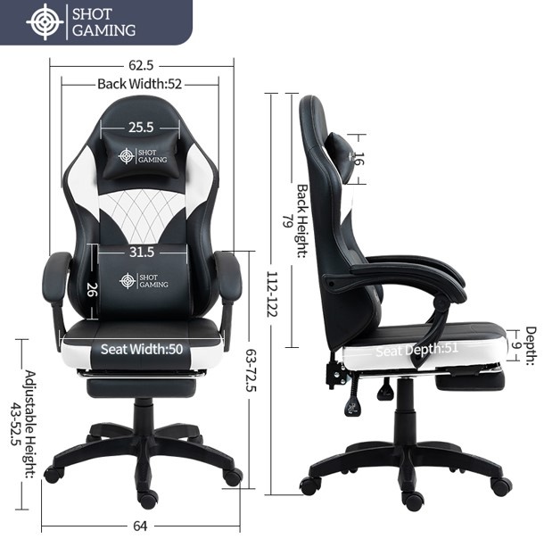 Silla Gamer Shot Gaming SHOT-D1145-WB | Soporte ergonómico Silla Gamer Shot Gaming SHOT-D1145-WB | Soporte ergonómico