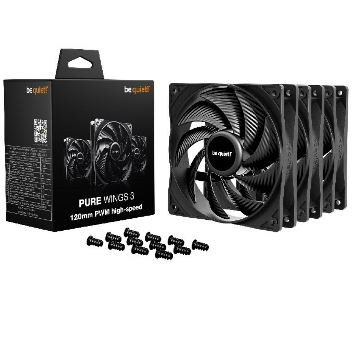 Copia - Fan Gamer be quiet! Pure Wings 3 120mm PWM HS Negro - Eficaz, Progresivo, Silencioso