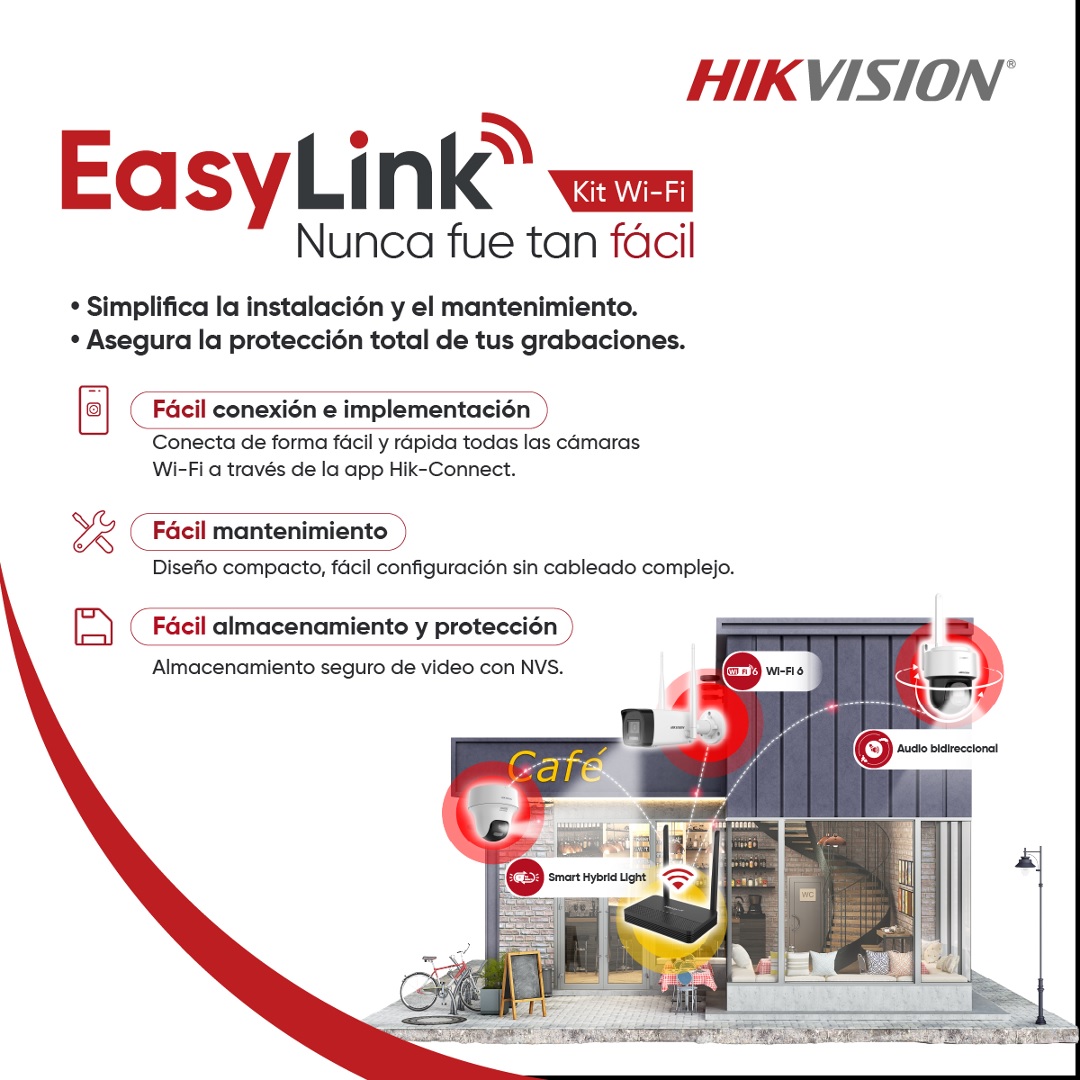 KIT Hikvision Easy Link Wi-Fi Kit NVS + 4 camaras 4MP
