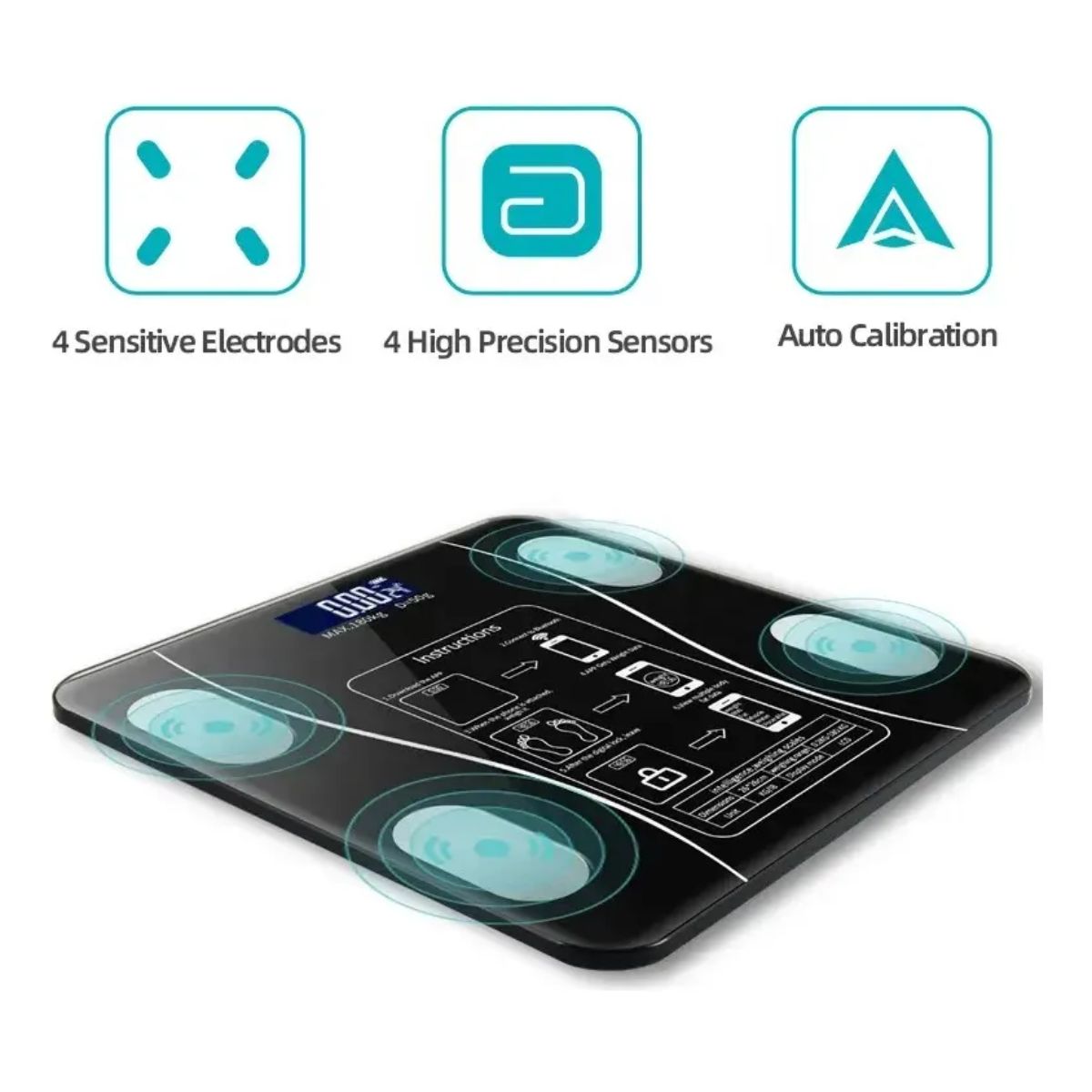 Bascula Digital Con App Para Monitoreo De Peso Color Negro