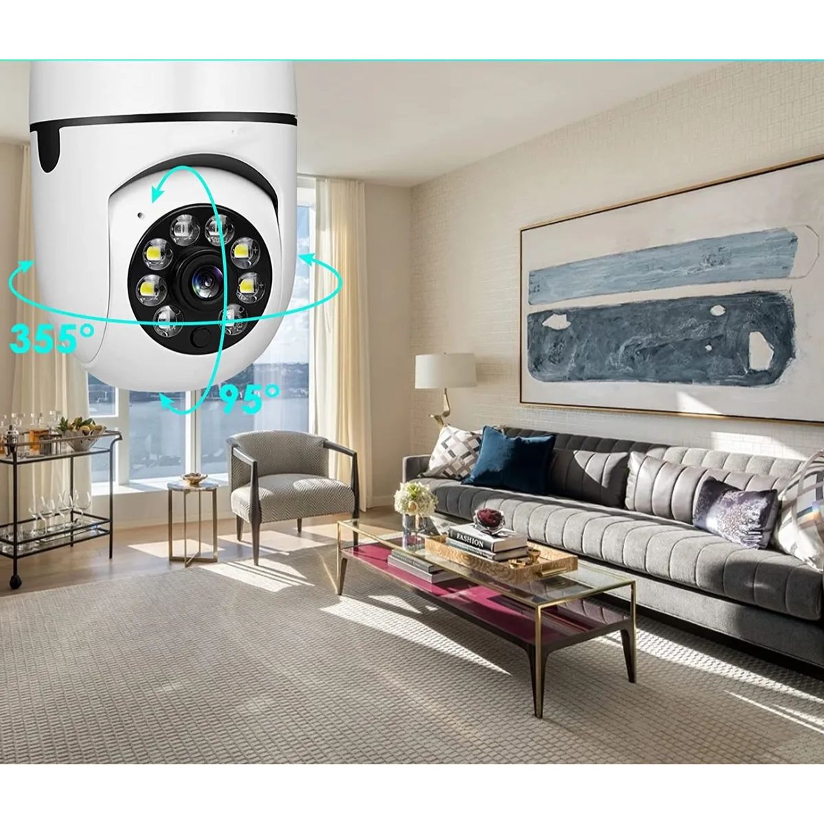 Camara Seguridad Lampara Espia Wifi 5g Panorámica 1080 Audio