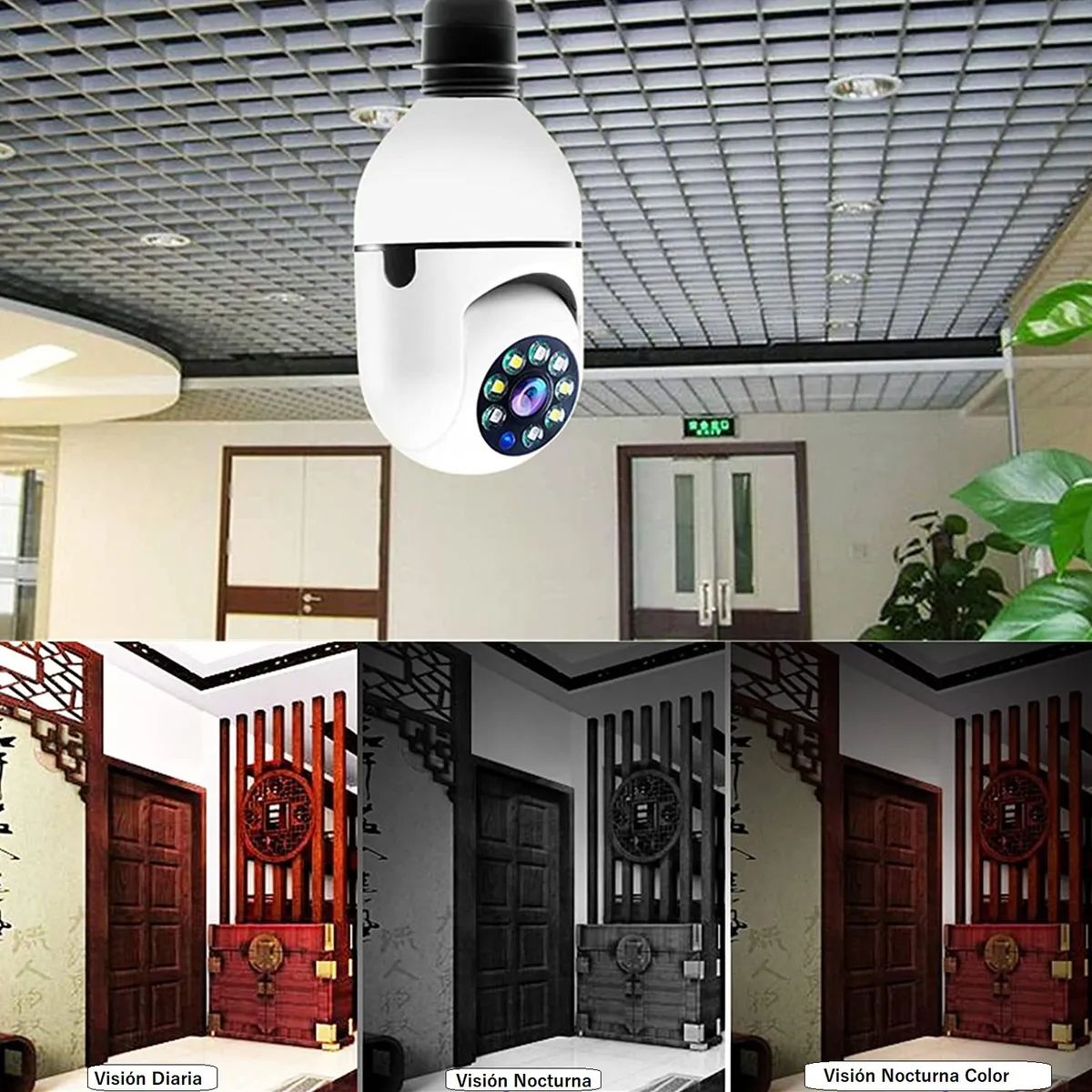 Camara Seguridad Lampara Espia Wifi 5g Panorámica 1080 Audio