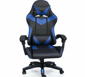 Copia - Silla Gamer Ergonómica Cuero Sintético Masaje Lumbar negro y blanca