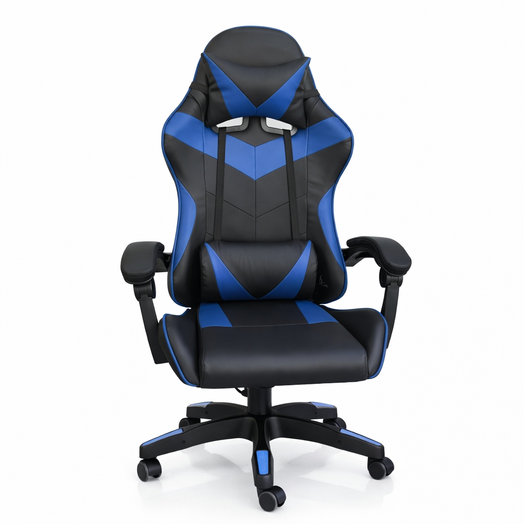 Copia - Silla Gamer Ergonómica Cuero Sintético Masaje Lumbar negro y blanca Copia - Silla Gamer Ergonómica Cuero Sintético Masaje Lumbar negro y blanca