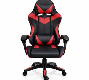 Copia - Silla Gamer Ergonómica Cuero Sintético Masaje Lumbar negro y blanca