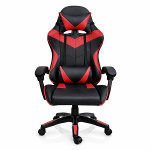 Copia - Silla Gamer Ergonómica Cuero Sintético Masaje Lumbar negro y blanca
