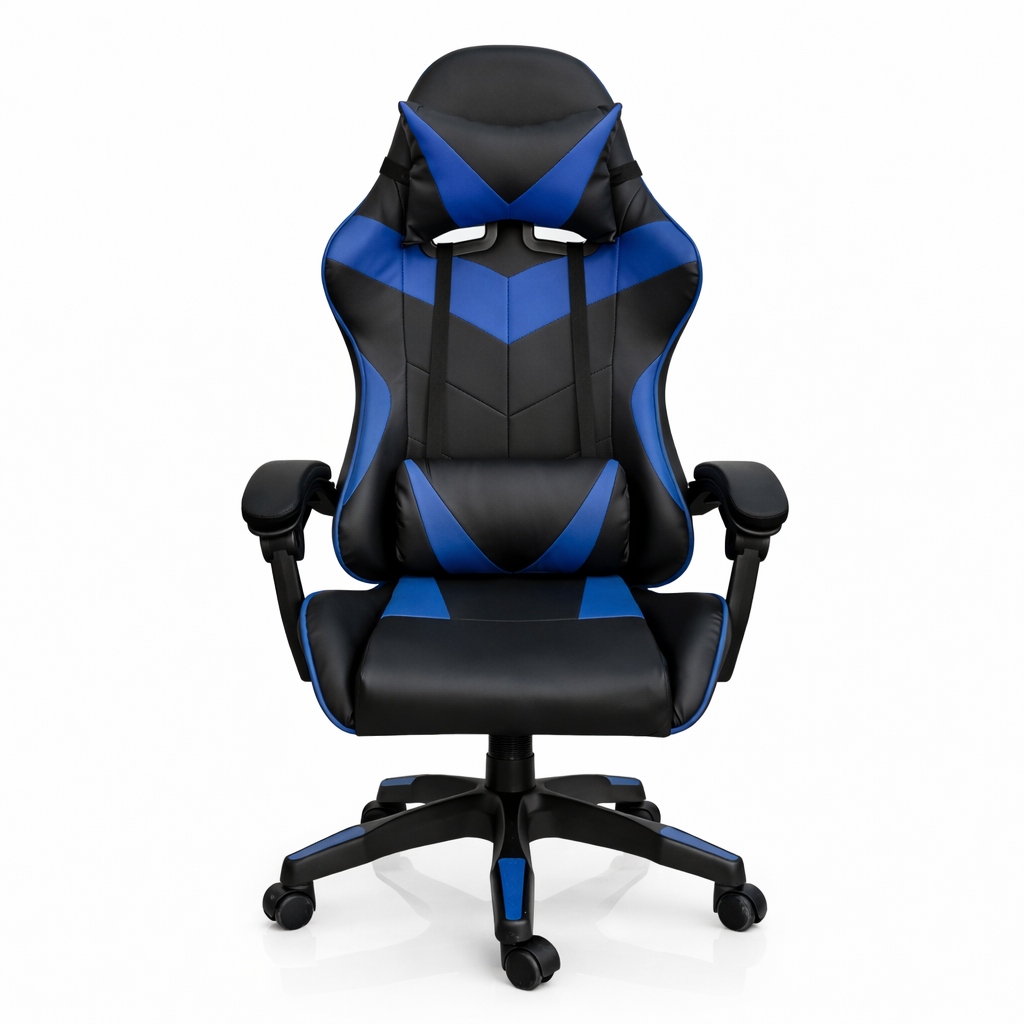 Copia - Silla Gamer Ergonómica Cuero Sintético Masaje Lumbar negro y blanca Copia - Silla Gamer Ergonómica Cuero Sintético Masaje Lumbar negro y blanca