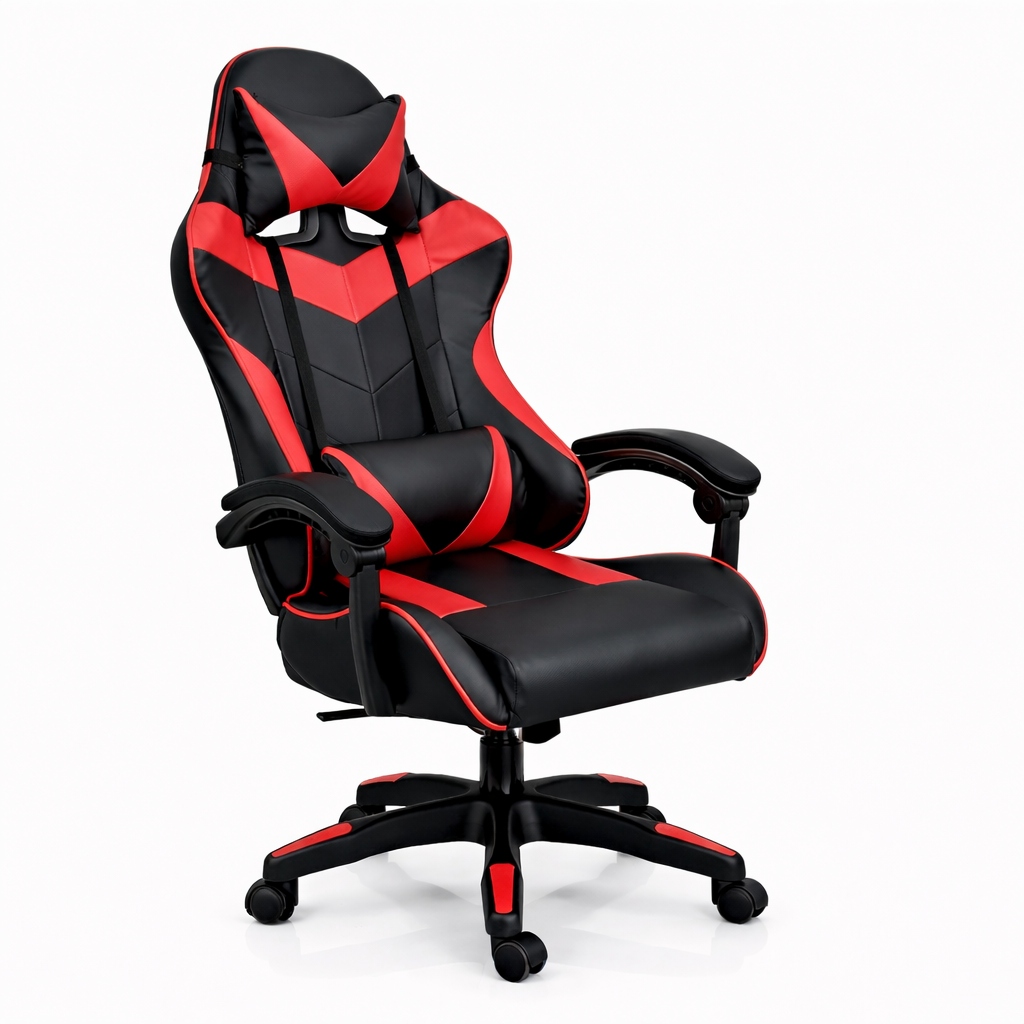 Copia - Silla Gamer Ergonómica Cuero Sintético Masaje Lumbar negro y blanca Copia - Silla Gamer Ergonómica Cuero Sintético Masaje Lumbar negro y blanca