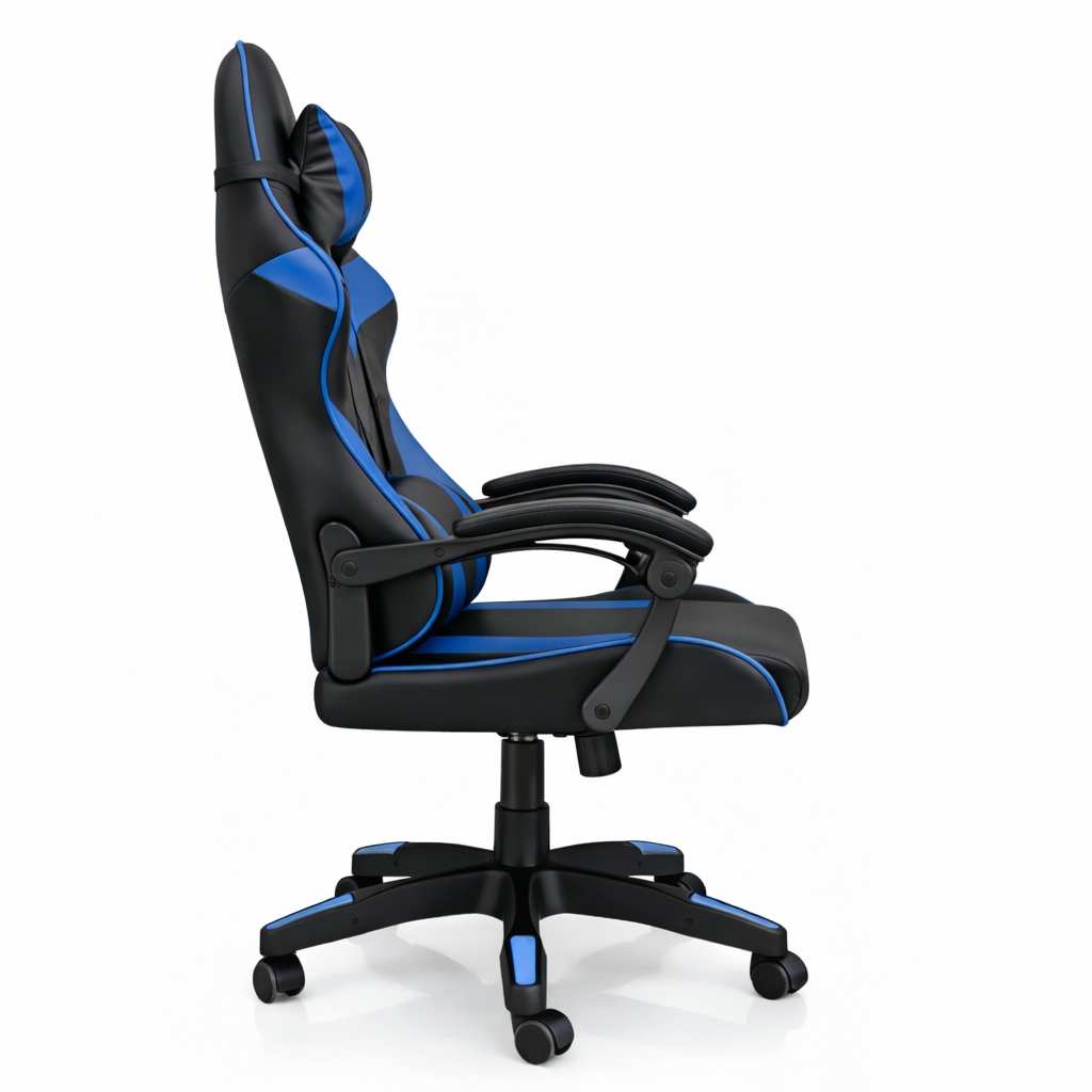 Copia - Silla Gamer Ergonómica Cuero Sintético Masaje Lumbar negro y blanca Copia - Silla Gamer Ergonómica Cuero Sintético Masaje Lumbar negro y blanca