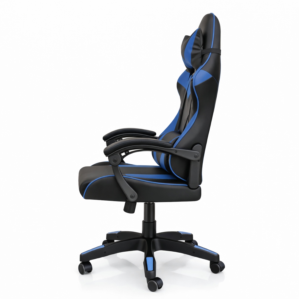 Copia - Silla Gamer Ergonómica Cuero Sintético Masaje Lumbar negro y blanca Copia - Silla Gamer Ergonómica Cuero Sintético Masaje Lumbar negro y blanca
