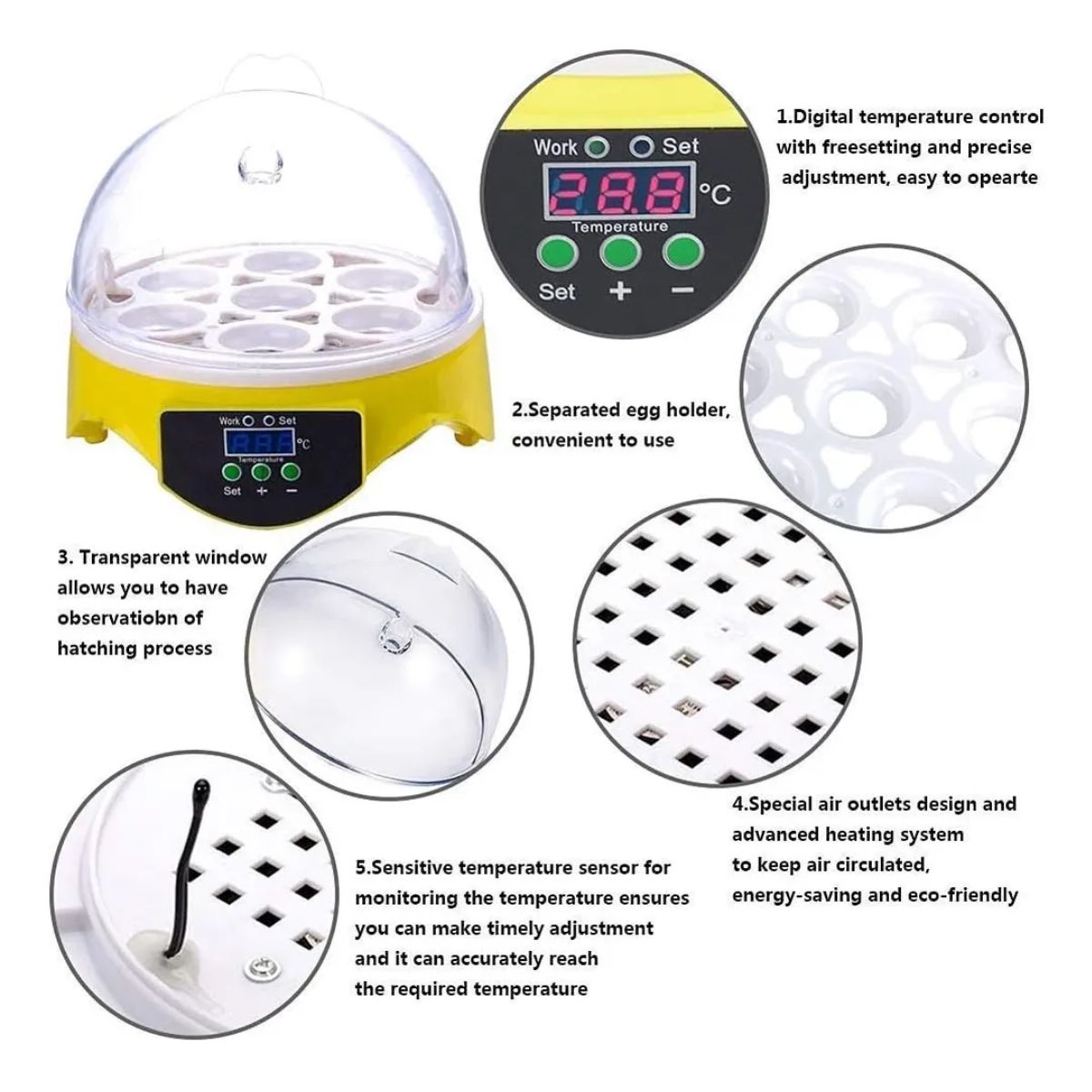 Incubadora Eléctrica Digital Para 7 Huevos Incubadora Eléctrica Digital Para 7 Huevos
