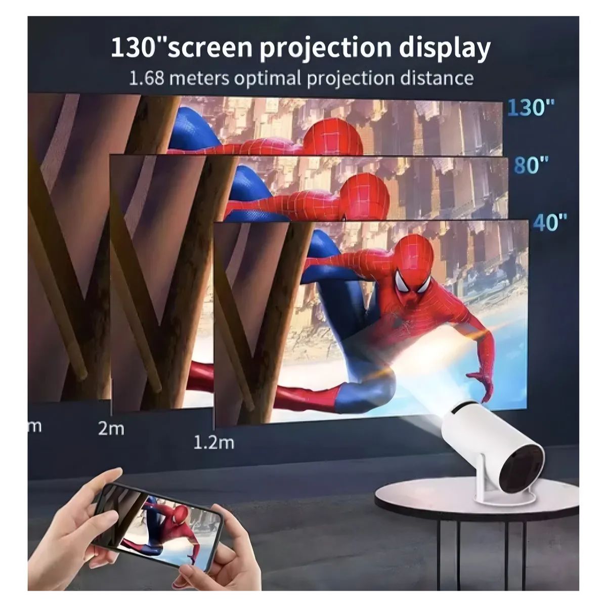 Mini Proyector Portátil Wifi Bt Control Remoto Color Blanco Mini Proyector Portátil Wifi Bt Control Remoto Color Blanco