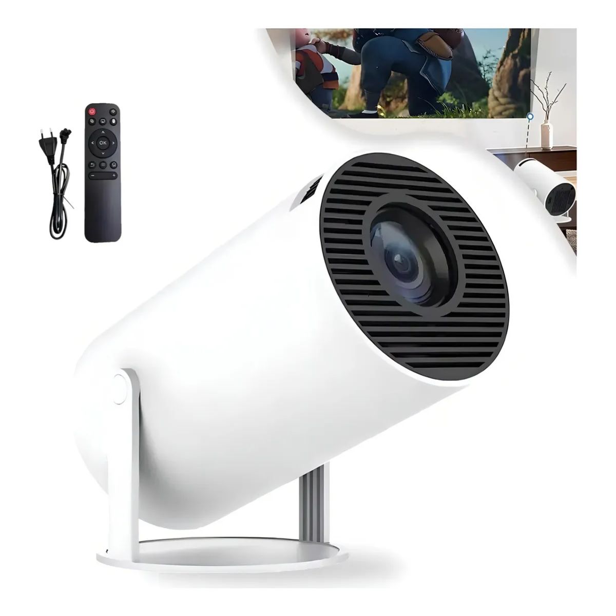 Mini Proyector Portátil Wifi Bt Control Remoto Color Blanco Mini Proyector Portátil Wifi Bt Control Remoto Color Blanco