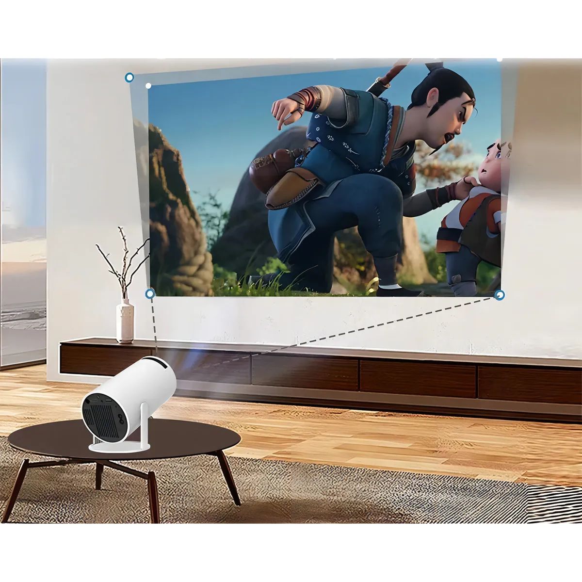 Mini Proyector Portátil Wifi Bt Control Remoto Color Blanco Mini Proyector Portátil Wifi Bt Control Remoto Color Blanco