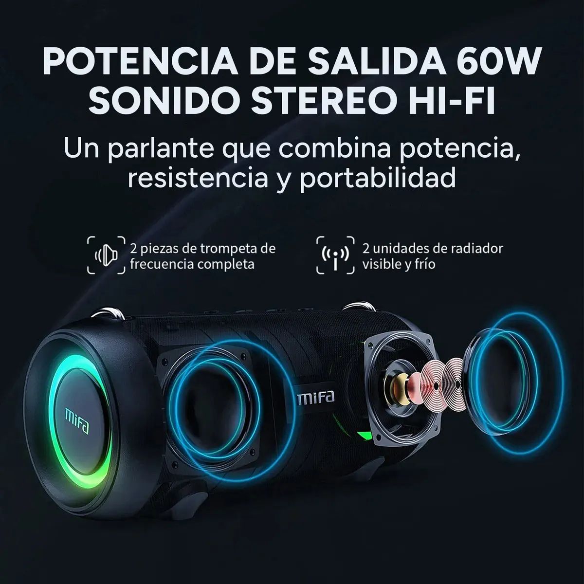 Parlante Mifa A90 Bluetooth Inalámbrico Portatil Ipx8 60w