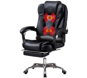 Silla Ejecutiva en cuero Apoyapies y 2 Puntos Masaje - Negro