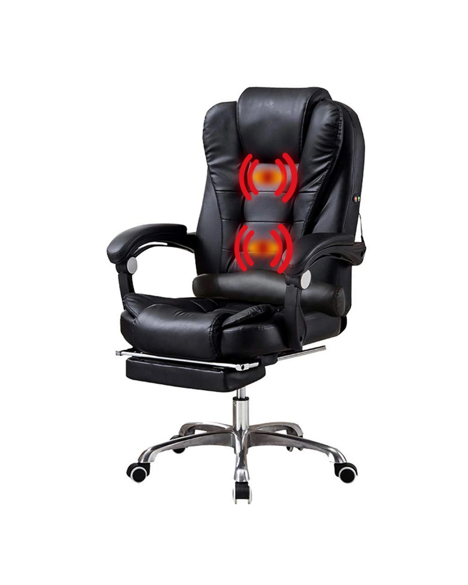 Silla Ejecutiva en cuero Apoyapies y 2 Puntos Masaje - Negro