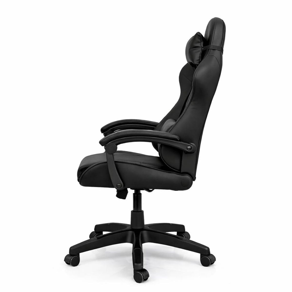 Silla Gamer Ergonómica Cuero Sintético Masaje Lumbar Negra Silla Gamer Ergonómica Cuero Sintético Masaje Lumbar Negra