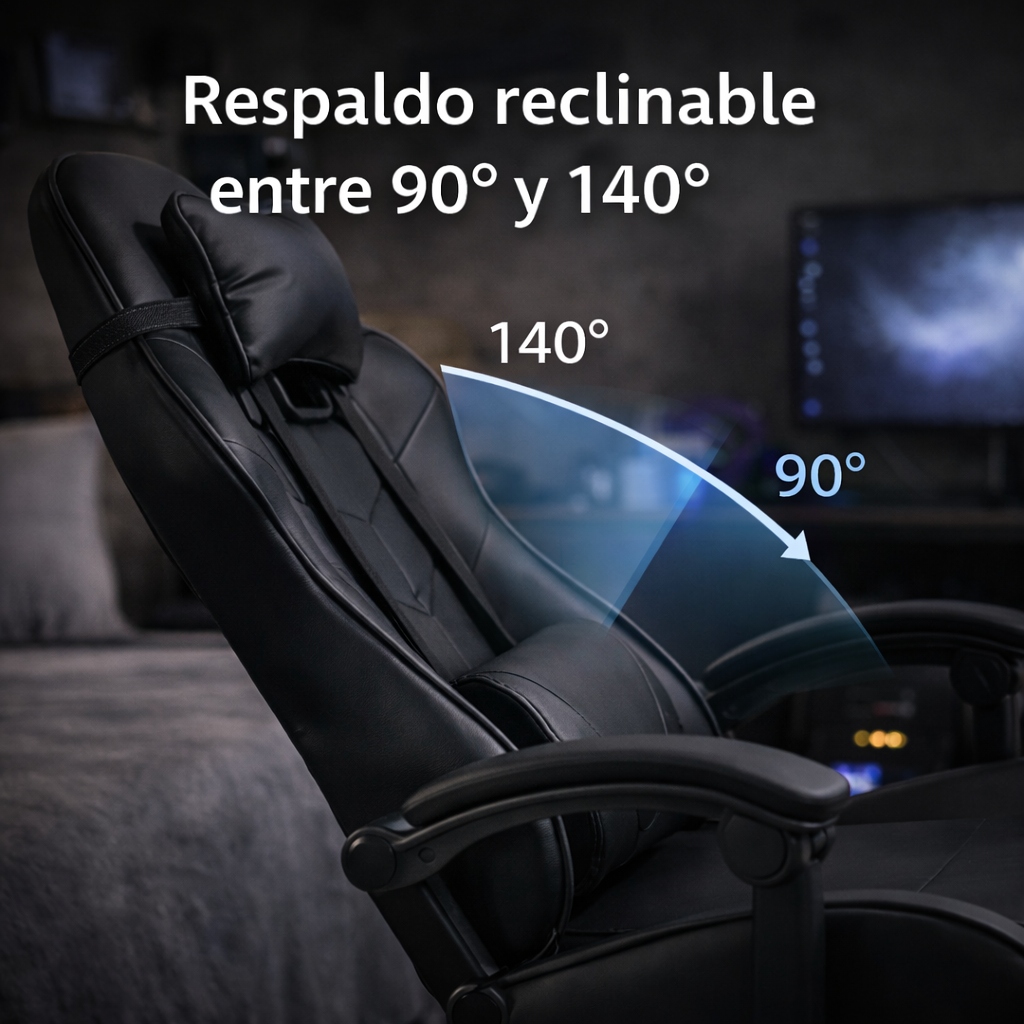 Silla Gamer Ergonómica Cuero Sintético Masaje Lumbar bk/wt Silla Gamer Ergonómica Cuero Sintético Masaje Lumbar bk/wt