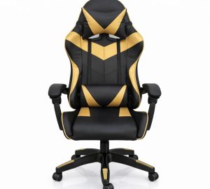 Copia - Silla Gamer Ergonómica Cuero Sintético Masaje Lumbar Negra