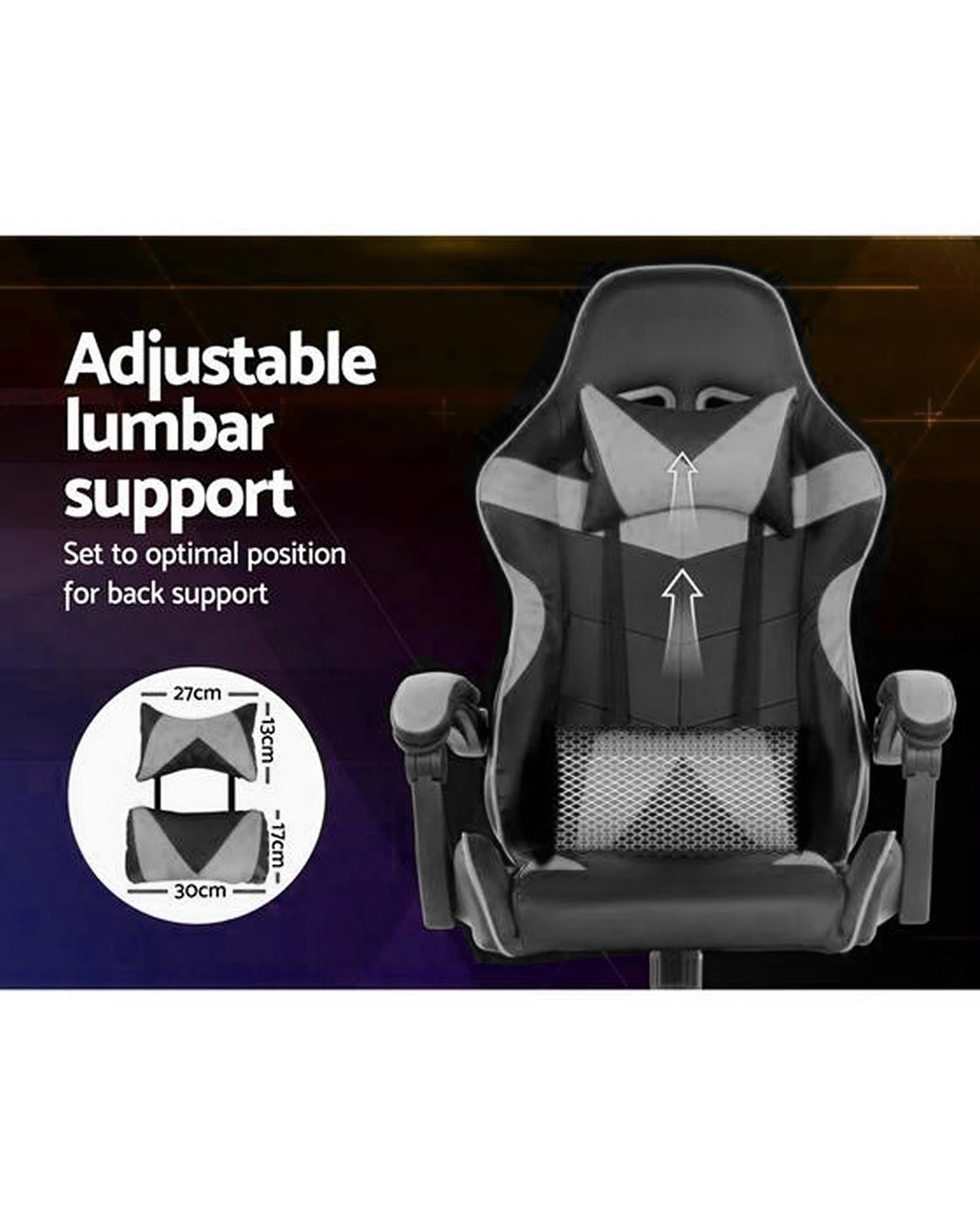 Silla Gamer Lumax Modelo Rom Super Oferta negro/gris -Gaming