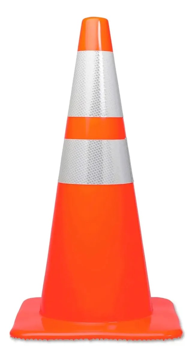 CONO SEMI FLEXIBLE 70 CM 2 BANDAS REFLECTIVAS Seguridad Vial