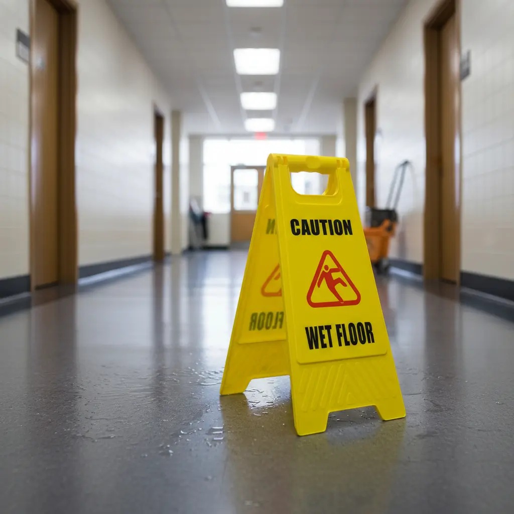 Cartel De Piso Mojado Prevención Atención - Seguridad Vial