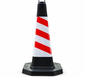 Cono De Carretera Rigido Base Negra Reflectivo 70cm Negro