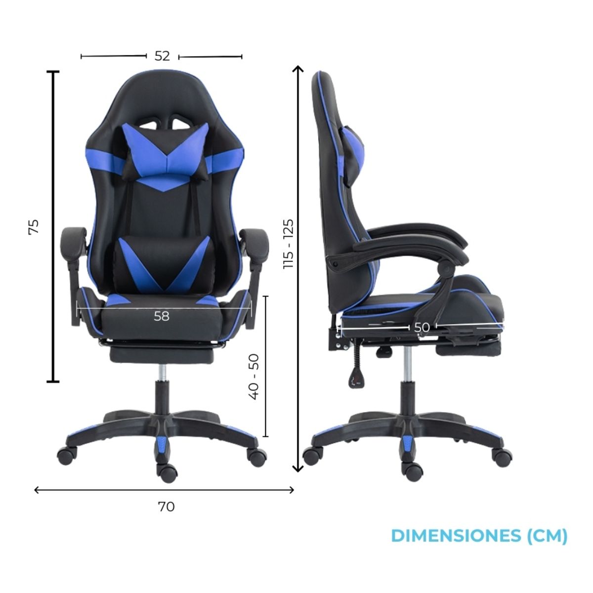Copia - Silla Gamer SHOT-2025 Ergonómica Reclinable Con Apoyapiés Y Masajeador Negra/Roja