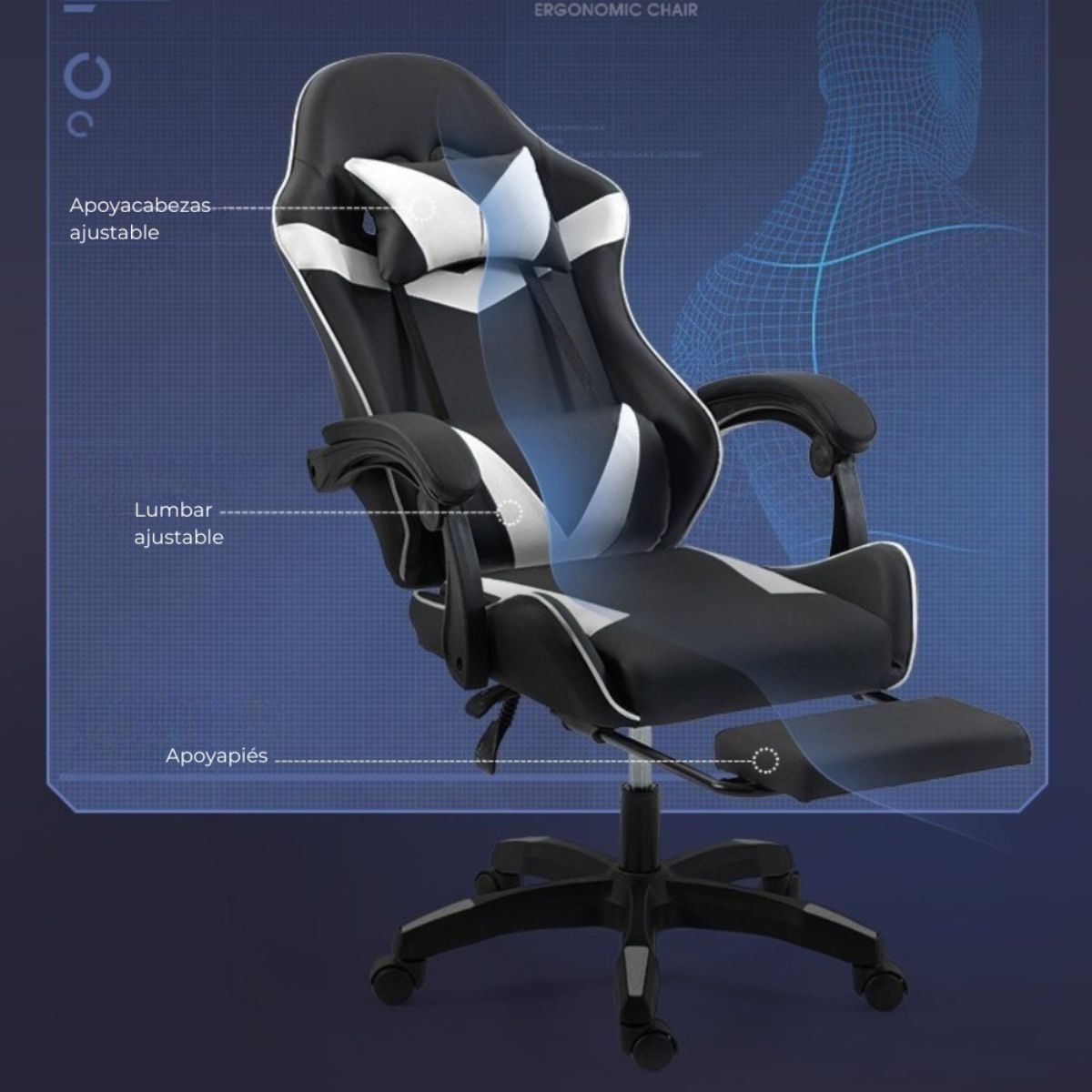 Copia - Silla Gamer SHOT-2025 Ergonómica Reclinable Con Apoyapiés Y Masajeador Negra/Roja Copia - Silla Gamer SHOT-2025 Ergonómica Reclinable Con Apoyapiés Y Masajeador Negra/Roja